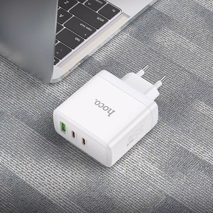 Lādētājs Hoco 2 x USB-C + USB-A GaN QC PD 65W N30 balts