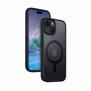 Crong Hybrid Frost MAG Cover vāciņš ierīcei iPhone 15 Plus, saderīgs ar MagSafe, melns