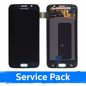 LCD Displejs Saderīgs ar Samsung G920 S6 Melns (Service Pack)