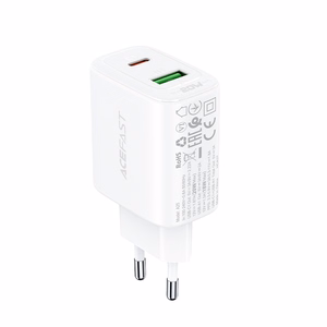 Acefast sienas lādētājs USB Type C / USB 20W, PPS, PD, QC 3.0, AFC, FCP balts (A25 balts)