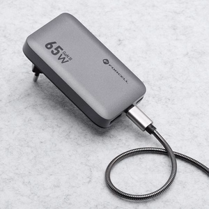 FORCELL F-ENERGY GaN III VT-47 īpaši plāns ceļojumu lādētājs 2 x Type C + USB A PD QC4.0 4A 65W pelēks
