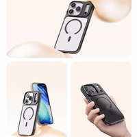 Rock Guard Objektīva Aizsardzība Sērijas Magnētiskais Viedtālruņa apvalks Iphone 17 Air caurspīdīgs-melns