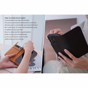 Moshi Overture MagSafe vāciņš ierīcei iPhone 16 Pro, ar noņemamu vegāniskās ādas maku, “Caramel Brown” krāsā