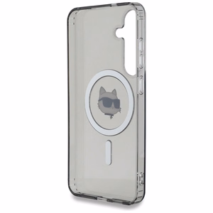 Karl Lagerfeld Poga Choupette Galva Drukāts Logotips Magnētiskais Samsung Galaxy S25 viedtālruņa apvalks melna