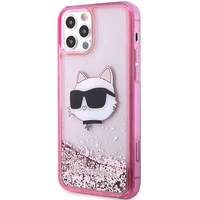 Karl Lagerfeld KLHCP12MLNCHCP iPhone 12/12 Pro 6.1" rozā/rozā cietais apvalks Mirdzošs Choupette Galva