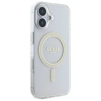 Guess GUHMP16MHFGERET iPhone 16 Plus 6.7" caurspīdīgs cietais apvalks IML Glitter Circle Magnētiskais