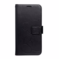 MEZZO grāmatas tipa viedtālruņa apvalks XIAOMI Redmi Note 14 4G (GLOBAL - 164,84mm x 78,15mm x 8,16mm) ar lācīti, melns