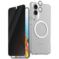 CARE by PanzerGlass Flagmanis 3in1 viedtālruņa apvalks + privātuma stikls + objektīvs Samsung Galaxy S25 Edge - caurspīdīgs