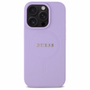 Guess Saffiano Magnētiskais viedtālruņa apvalks iPhone 16 Pro - violets