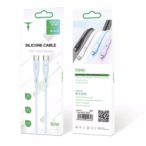 T-PHOX KABELIS GENTLE USB-C/USB-C 60W MELNS