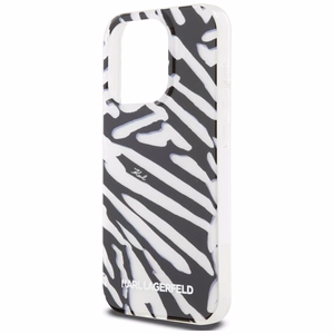 Karl Lagerfeld IML Zebra Pattern & Cord viedtālruņa apvalks iPhone 15 Pro - melns