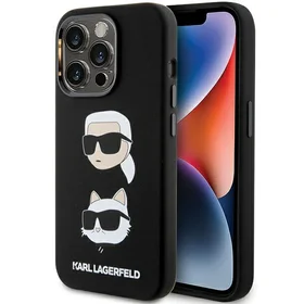 Karl Lagerfeld silikona Karl & Choupette galvas viedtālruņa apvalks iPhone 15 Pro Max - melns