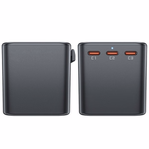Acefast Z1 GaN 75W PD ceļojumu lādētājs adapteris 3x USB-C 2x USB-A - melns