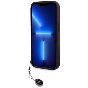 Karl Lagerfeld Saffiano ar rhinestones un šarma viedtālruņa apvalks iPhone 15 Pro Max - melns