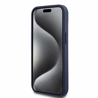 DKNY Ādas mono svītra un metāla logotips viedtālruņa apvalks iPhone 15 / 14 / 13 - zils