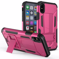 Zizo Hybrid Transformer Cover - Tough Cover iPhone X with Kickstand (Hot rozā/melns)