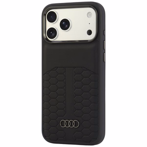 Audi ādas vāciņš modelim iPhone 18 Pro Max / 17 Pro Max, saderīgs ar MagSafe – melns