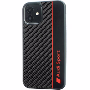 Audi Oglekļa šķiedras svītra iPhone 11 / Xr 6.1" melns/melns cietais apvalks AUS-TPUPCIP11-R8/D1-BK