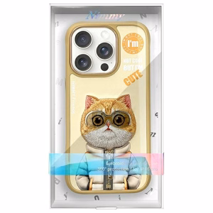 Nimmy Cool&Cute 2.0 Kaķa viedtālruņa apvalks iPhone 16 Pro - zaļš