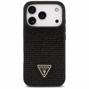 Guess Rhinestone Triangle Logo viedtālruņa apvalks iPhone 17 Pro - melns