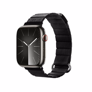 Crong Eclipse magnētiska ekoādas siksniņa Apple Watch 44 / 45 / 46 / 49 mm, melna
