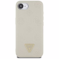 Guess Grained Hot Stamp Peony Triangle Logo magnētiskais viedtālruņa apvalks iPhone 16e - bēšs