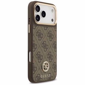 Guess чехол для iPhone 17 Pro Max совместимый с MagSafe GUHMP17XP4GRMDEW (PU W/ 4G Strass Logo) коричневый