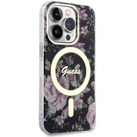 Guess GUHMP14LHCFWSK iPhone 14 Pro 6.1" melns/melns cietais apvalks Ziedu MagSafe
