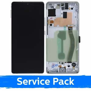 LCD displejs saderīgs ar Samsung G770 S10 Lite ar rāmi / Prism White / (Service Pack)