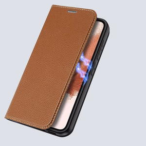 Dux Ducis Skin X2 viedtālruņa apvalks Samsung Galaxy S23+ atverams apvalks ar maku un statīvu brūns