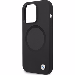 BMW BMHMP14XSILBK2 viedtālruņa apvalks iPhone 14 Pro Max 6.7" - melns Signature Liquid Silicone MagSafe