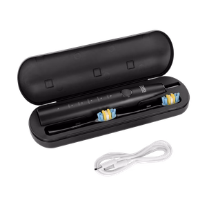 TEESA SONIC 2 skaņas zobu birste, melna, 5 režīmi, ceļojumu futrālis, USB-C