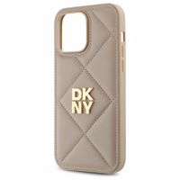 DKNY Quilted Stack Logo viedtālruņa apvalks iPhone 14 Pro Max - bēšs