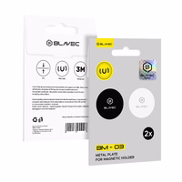 Blavec metāla plāksnīte magnētiskajam turētājam BM-03, komplekts no 2 gabaliem, apaļa (40mm), melna un sudraba