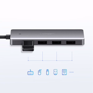 Ugreen Хаб USB-C 4-в-1 адаптер на 4x USB 3.0 + USB-C серый