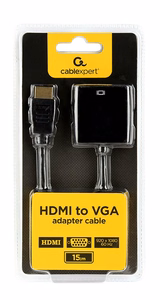 Gembird A-HDMI-VGA-04 video kabeļa adapteris 0,15 m HDMI Type A uz VGA (D-Sub), melns