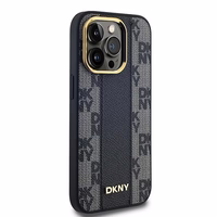 DKNY Ādas rūtainais magnētiskais apvalks iPhone 14 Pro Max - melns