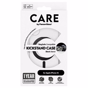 CARE by PanzerGlass Funkcionālais viedtālruņa apvalks ar statīvu iPhone 16 6.1" melns/melns Magnētiskais 1321