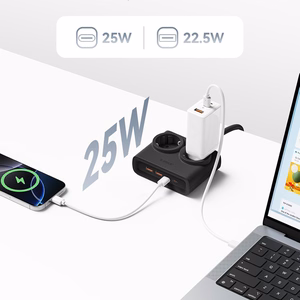 Orico PDC25 25W 6in1 strāvas sadalītājs 2x AC + 2x USB-A + 2x USB-C - melns