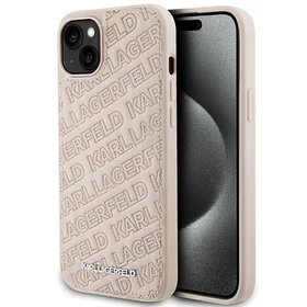 Karl Lagerfeld Kviltēts K Pattern apvalks viedtālrunim iPhone 15 Plus / 14 Plus - rozā