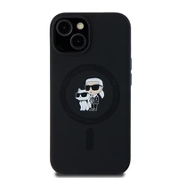 Karl Lagerfeld silikona Karl&Choupette magnētiskais viedtālruņa apvalks iPhone 15 Plus / 14 Plus - melns