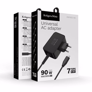 Kruger&Matz universāls klēpjdatoru lādētājs, 90 W, melns
