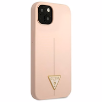 Guess GUHCP13MSLTGP iPhone 13 6.1" rozā cietais apvalks silikona trīsstūris