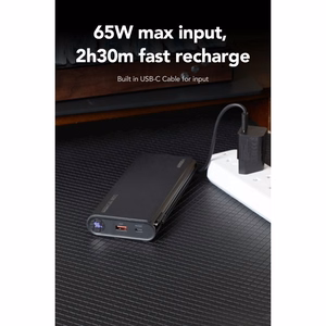 Внешний аккумулятор Veger TCE130 (W2503) PD 130W 25000 mAh со встроенными кабелями Type C / Lightning чёрный