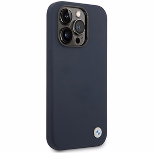 Viedtālruņa apvalks BMW BMHMP14XSILNA iPhone 14 Pro Max 6.7 - tumši zilais silikona logotips MagSafe