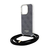 Guess Crossbody Cord 4G Print viedtālruņa apvalks iPhone 15 Pro Max - melns