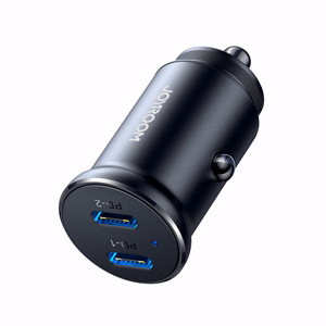 Joyroom JR-CCN06 30W 2x USB-C mini automašīnas lādētājs metāla - melns
