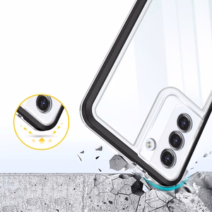 Прозрачный чехол 3in1 для Samsung Galaxy S22+ (S22 Plus) гелевый с рамкой чёрный
