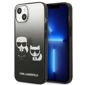 Karl Lagerfeld Gradient Ikonik Karl&Choupette viedtālruņa apvalks iPhone 13 mini – melns