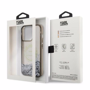 Karl Lagerfeld Liquid Glitter RSG viedtālruņa apvalks iPhone 14 Pro Max - melns